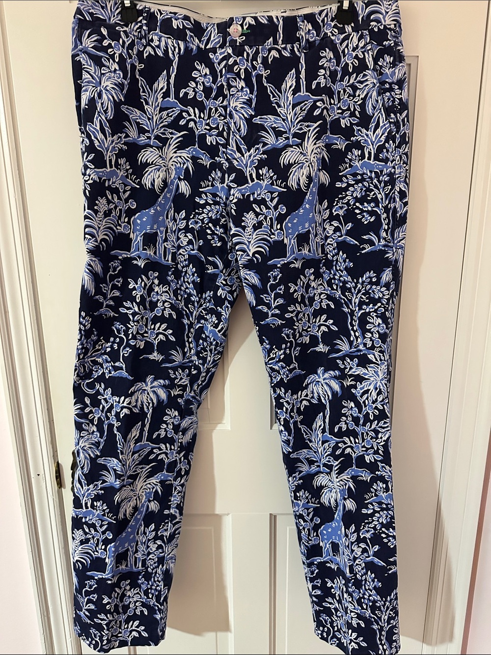 Lilly Pulitzer Navy & White Giraffe and Tropical Print Pants